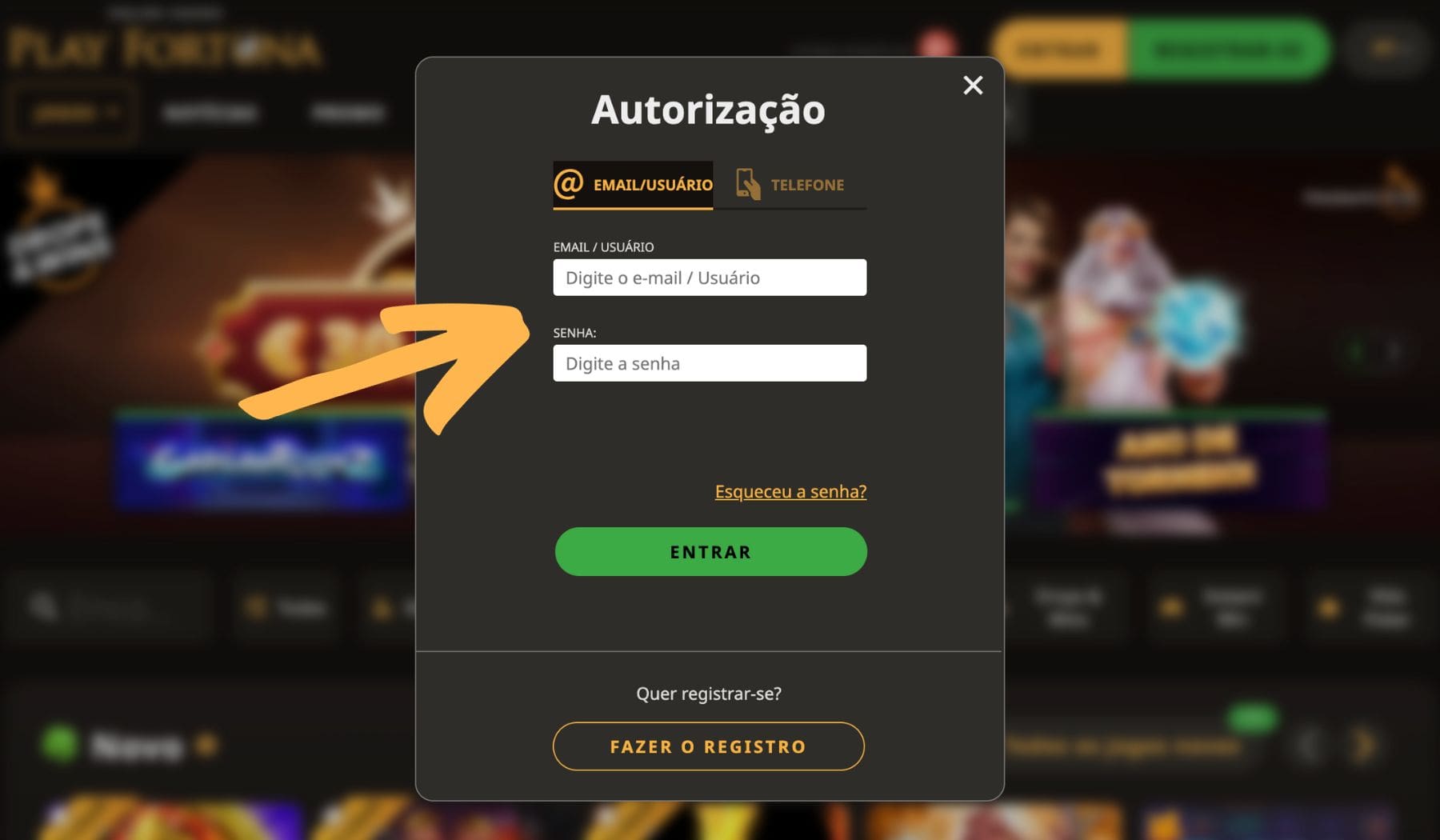 Play Fortuna Brasil login e senha